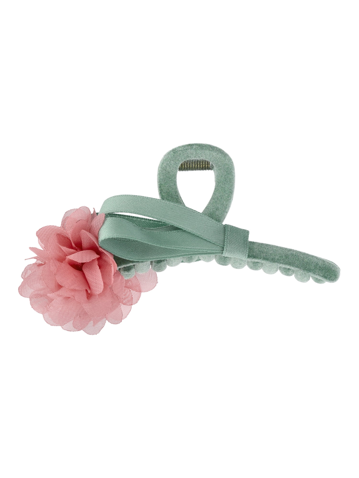 No Boundaries Fabric Flower Claw Clip, Blush/Green
