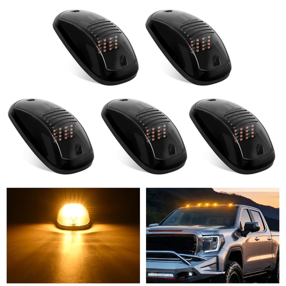 Nilight Cab Roof Marker Light 5 Pcs 16 Led Smoked Lens Amber Top Clearance Light Kit Waterproof Surface Mount for Ford Dodge Ram SUV POV Pickup Trucks