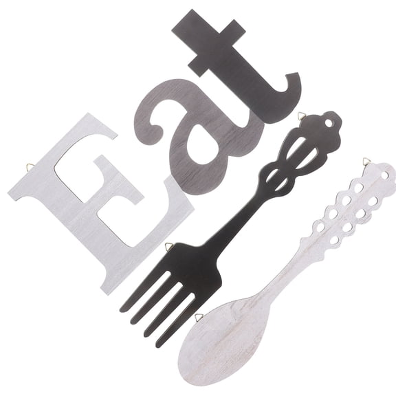 IDEANATEGRATE Wall Kitchen Decor Rustic Style Basswood EAT Sign 1 Set 13.8X6.7X0.2in