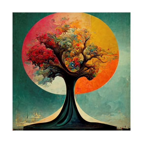 Canvas Wall Art - Ray Heere 'Tree Of Life 5' Wall Art for Living Room, Bedroom, or Office Décor by Trademark Fine Art - 14 x 14 Inches