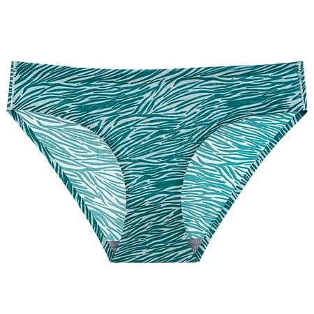 Molidfa Ladies Underwear Panties Plus Size Seamless Cheeky Leaf Prints Sexy Blue Bikini Underwear for Womens