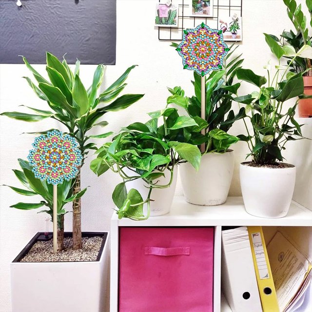 Cuadros Decorativos 2 unids/set Mandala 3D DIY diamante jardín plantas decoración estaca artesanía (HBJ02) DQrwqpou Nuevos Originales