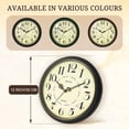 thumbnail image 5 of Geevon 12 IN Retro Wall Clock No Ticking Sound, Wall Clock with Quartz Accents and Vintage Patterns, Frame with Gold Border for Kitchen, Bedroom, Office, Classroom, Living Room Decor (Black) ﻿ ﻿ ﻿ ﻿, 5 of 9
