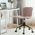 thumbnail image 3 of Gymax Mid Back Armless Office Chair Adjustable Swivel Linen Task Chair Pink, 3 of 10
