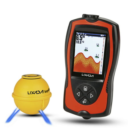 Lixada Portable 2-in-1 Rechargeable 2.4inch LCD Wireless Sonar Transducer Depth Locator ICE / Ocean / Boat Fish Finder Alarm Fish (Best Depth Finder For Ski Boat)