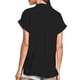 thumbnail image 3 of Blusa con botones para mujer, moda con cuello en V, informal, suelta, manga corta, Top de verano para mujer, negro, M, 3 of 6