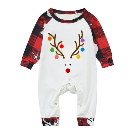 

Christmas Pajamas for Family Parent-Child Outfit Winter Fall Sleepwear Matching Cute Big Headed Deer Print Pjs Plaid Long Sleeve Tops Pants Soft Casusal Holiday Sleepwear Pajama Sets