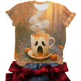 thumbnail image 5 of Ichuanyi Halloween Printed Shirts for Women Funny Graphic Round Neck Short Sleeved T-Shirts Novelty Horror Tee Casual Athletic Tops, 5 of 7