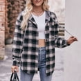 thumbnail image 4 of Camisa Blusas de otoño para mujer, camisa a cuadros informal con cuello de solapa, atuendo diario de estilo Vintage Ygjytge Negro S para Mujer, 4 of 7