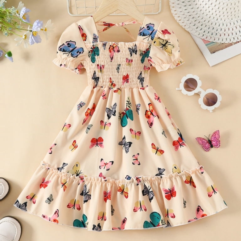 EnJoCho Girls Summer Short Sleeve Bubble Sleeve Butterfly Print Dress Casual Long Dresses Baby Kids Casual Dresses Cute Girl Party Wear Clothes - Walmart.com EnJoCho Girls Summer Short Sleeve Bubble Sleeve Butterfly Print Dress Casual Long Dresses Baby Kids Casual Dresses Cute Girl Party Wear Clothes - Walmart.com
