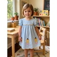 thumbnail image 3 of BemeyourBBs Toddler Baby Girls Back to School Dress Kindergarten Outfits Baby Girl First Day of School Outfit Dress Puff Short Sleeve Crew Neck Plaid Embroidery Pencil Summer A-line Dress, 3 of 9