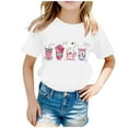 thumbnail image 3 of MUXiin Girls Short Sleeve T-Shirt Summer Tops for Kids Lovely Print Crewneck Graphic Tees,White 8-10 Years, 3 of 6