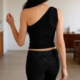 thumbnail image 4 of VEKDONE One Shoulder Going Out Tops for Women Trendy Summer Y2K Clothes Sleeveless Fitted Spring Fashion Shirts Black XXL, 4 of 5