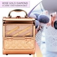 thumbnail image 3 of VER Beauty Makeup Train Acrylic Case Portable Cosmetic Organizer Box 2-Tier Trays Travel Storage Case Lockable Jewelry with Mirror and Keys (Rose Gold Diamond), 3 of 8