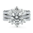 thumbnail image 2 of BERRICLE Sterling Silver Solitaire 5-Stone Wishbone Engagement Rings Statement Stackable Band for Women, 2 Carat Round Cut Cubic Zirconia CZ Ring Set Size 5, 2 of 19