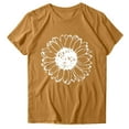 thumbnail image 2 of Sakmal Womens Tops Plus Size Short Sleeve Brown Crew Neck Floral T-Shirts Shirts for Women, 2 of 6