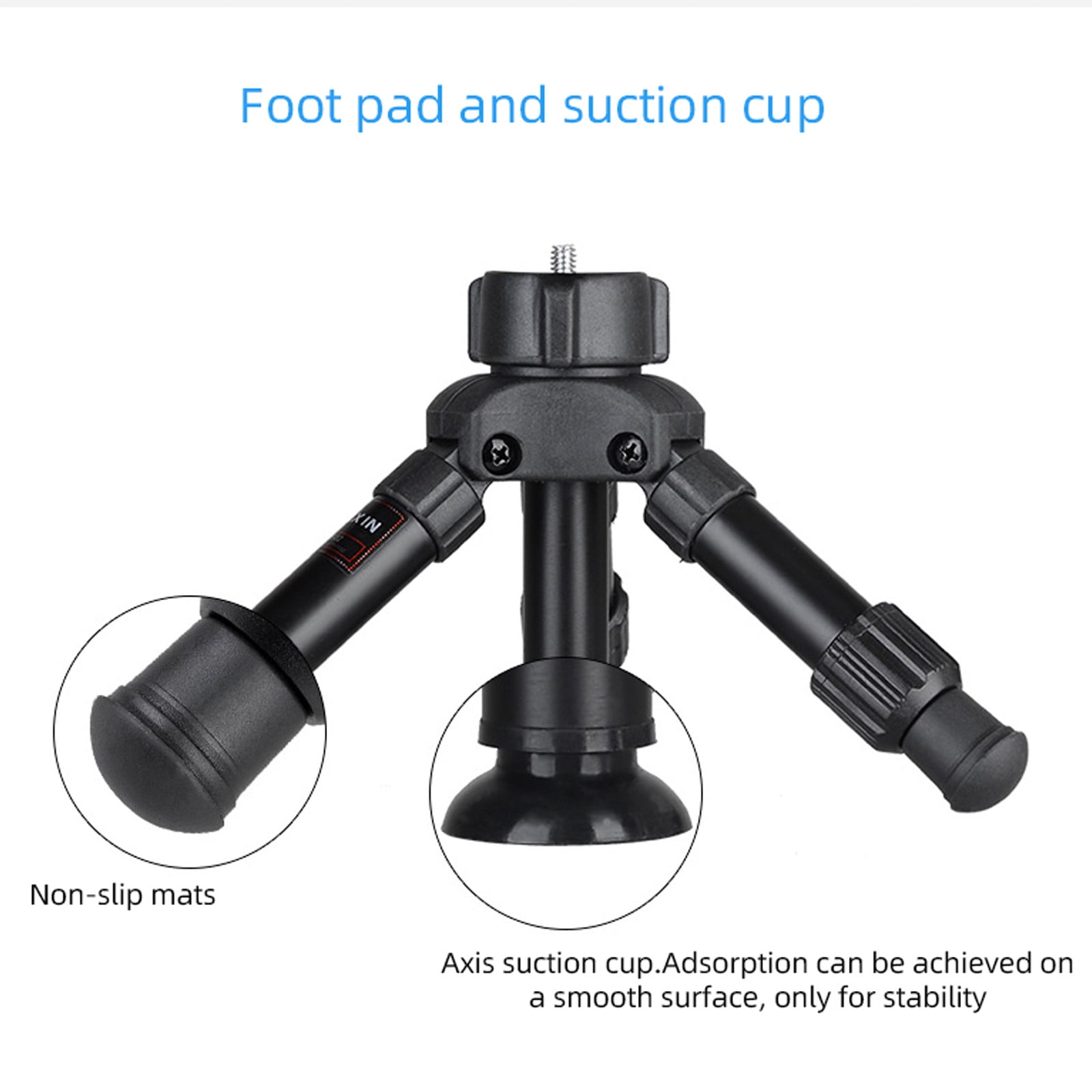 Mini Desktop Tripod Kit with 3-Way Panoramic Head – Portable Aluminum Camera Stand with Phone Holder, 360° Rotation, Adjustable Height, Compatible with DSLR, Mirrorless, Smartphone