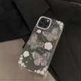 thumbnail image 2 of Funda para iPhone 14 Pro con diseño de mariposa y purpurina para niña, diseño 3D de perla y purpurina rosa, transparente, para mujer, funda protectora para iPhone 14 Pro de 6,1 pulgadas., 2 of 4