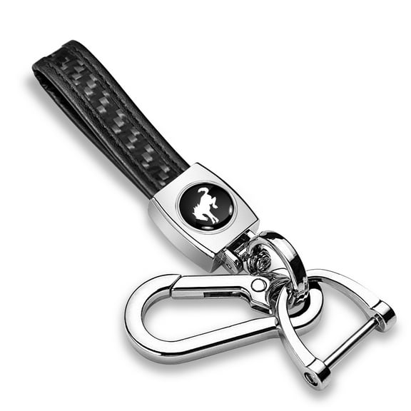 Ford Bronco in Black Real Black Carbon Fiber Loop-Strap Chrome Hook Key Chain