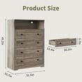 thumbnail image 4 of 4 Drawer Wooden Dressers for Bedroom with LED Lights and Charging Station, Modern Nightstand for Bedside, Wood Chest of Drawers, Wood Storage Organizer for Living Room, Nursery, Closet, Hallway, 4 of 10