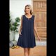 thumbnail image 5 of Vestido de Verano para Mujer, Color Liso, Cuello Redondo, Plisado, Sin Mangas, con Bolsillos, Estilo Tibetano, Talla S, 5 of 9