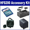 Canon VIXIA HFS200 Camcorder Accessory Kit includes: SDBP819 Battery, SDM-1503 Charger, KSD2GB Memory Card, SDC-27 Case