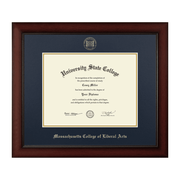 Framerly - MCLA Diploma Frame with Navy and Gold Mat