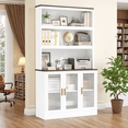thumbnail image 6 of Homfa 73" Tall Bookcase with Door, 5-tier Bookshelf with Counter Top, Printer Stand for Home Office Living Room, White Oak, 6 of 10