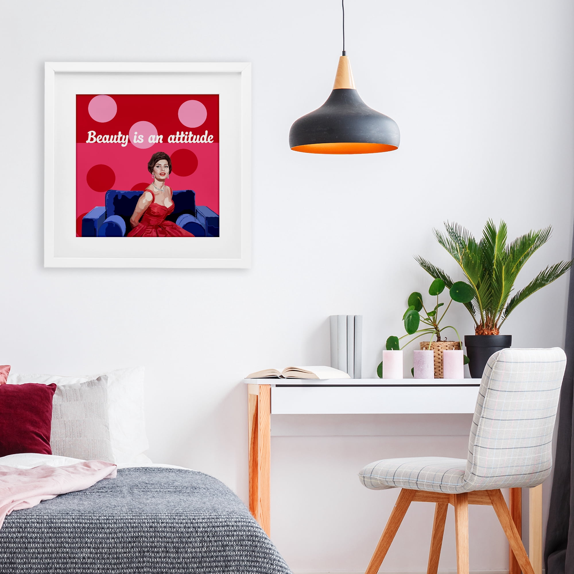 Stupell Industries Beauty Is An Attitude White Framed Print Under Glass, design by Lynnda Rakos