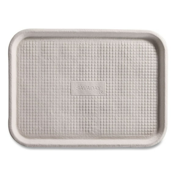 Chinet 20815 StrongHolder 9 in. x 12 in. x 1 in. Molded Fiber Paper Food Trays - Beige (250/Carton)