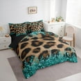 thumbnail image 3 of Castle Fairy Boys Girls Leopard Print Bedding Comforter Set 7-Piece,Bling Glitter King Bedding Sets,Animal Cheetah Print Ultra Soft Bed Sheets,Breathable Home Decor,Reversible, 3 of 8