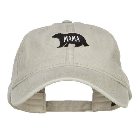 Mama Bear Embroidered Washed Cap - Stone OSFM