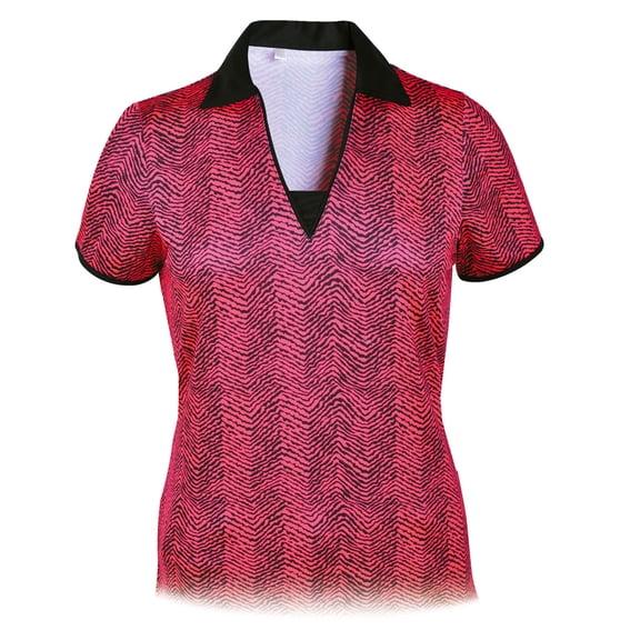 Monterey Club Women's Ikat Print Contrast Golf Polo Shirt #2654