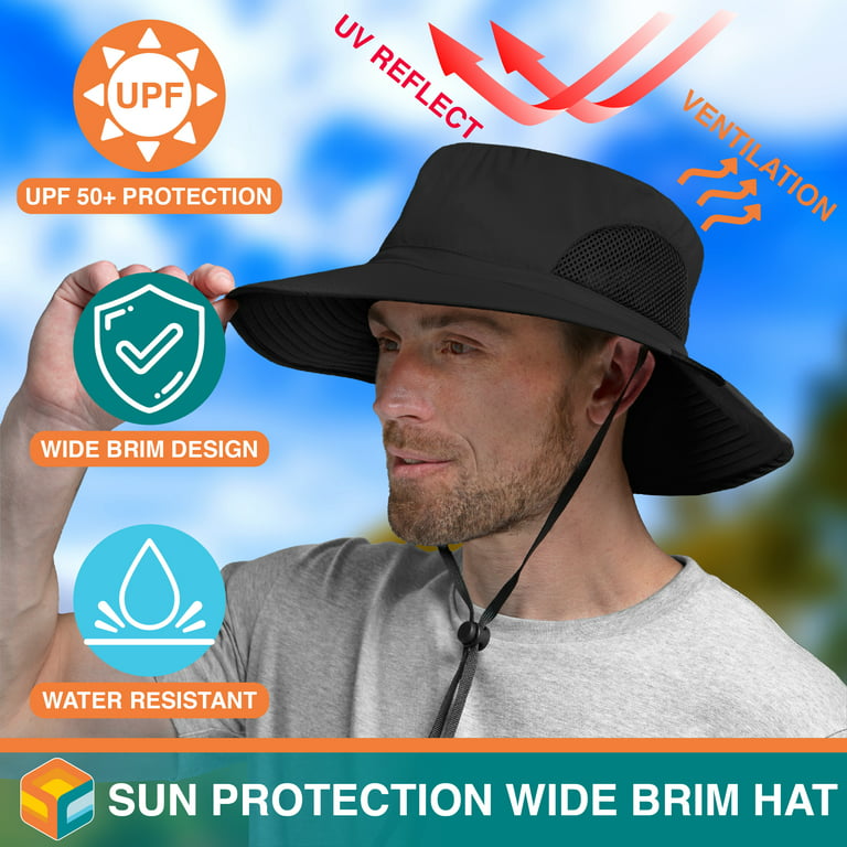 SUN CUBE Wide Brim Sun Hat Men Women, Mens Fishing Hats Sun UV Protection,  Womens Hiking Bucket Hat, Outdoor Summer Safari Beach Boonie, Camping