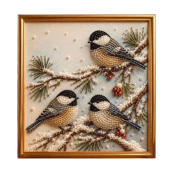 Winter DIY Diamond Painting Kit with Frame Full Drill Rhinestone Art Set for Adults Beginners, Wall Decor & Holiday Gift