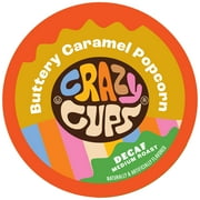 Crazy Cups Decaf Buttery Caramel Popcorn Coffee Pods, Medium Roast, 22 Count For Keurig K Cup Machines