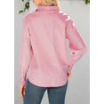 thumbnail image 3 of Blusa elegante para mujer con cuello en V y rayas de verano y manga linterna, 3 of 6
