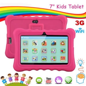 Q88 Kids Android 7.1 OS t ablet 7" Display 1G RAM 8 GB ROM Light Weight Portable Kid-Proof Shock-Proof Silicone Case Kickstand Available with iWawa for Kids Education Entertainment (Pink)