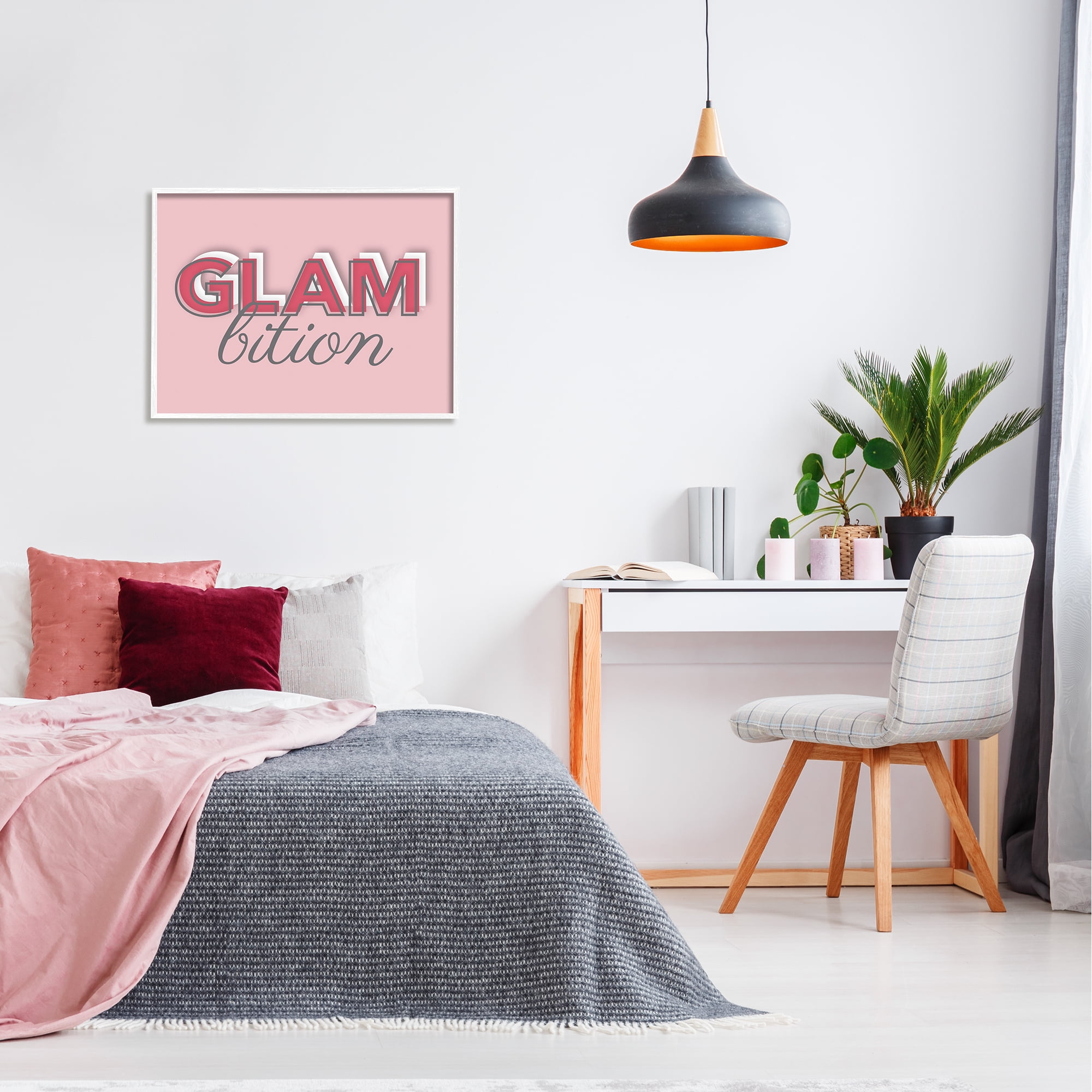 Stupell Industries Chic Glambition Typography Trendy Fashion Text Graphic Art White Framed Art Print Wall Art, Design by Martina Pavlova