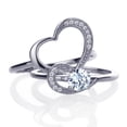 thumbnail image 2 of 14K White Gold 0.5 Carat Round CZ 2 pc Interlocking Heart Wedding Engagement Bridal Ring Set (Size 5 to 9), 2 of 2
