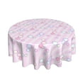 thumbnail image 2 of YFYANG 60 inch Round Table Cloth, Reusable Polyester Pink Floral Stripes Table Cover for Indoor Outdoor Kitchen Restaurant Table Decoration Tablecloths, 2 of 8