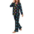 thumbnail image 2 of SCRAWLGOD Dog Paw Pjs Women Long Sleeve Button Up Pajamas for Women Two Piece Lounge V Neck Loungewear Sets Women Fall Size 3XL Breathable Woman Sleepwear, 2 of 7