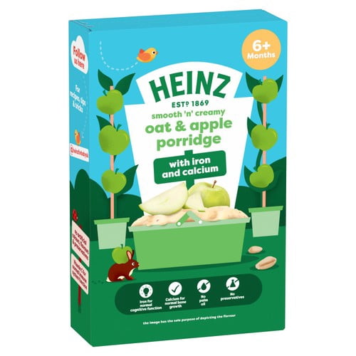 Heinz Oat Apple Porridge Baby Food 6+ Months 125g, British Import (Pack of 3)