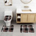 Black Plaid 3Piece Set Of Flannel Bath Mats, Highly Absorbent Toilet