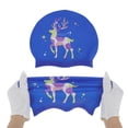 thumbnail image 5 of Unique Bargains 1 Pc Waterproof Sika Deer Pattern Swim Cap Blue Purple, 5 of 6