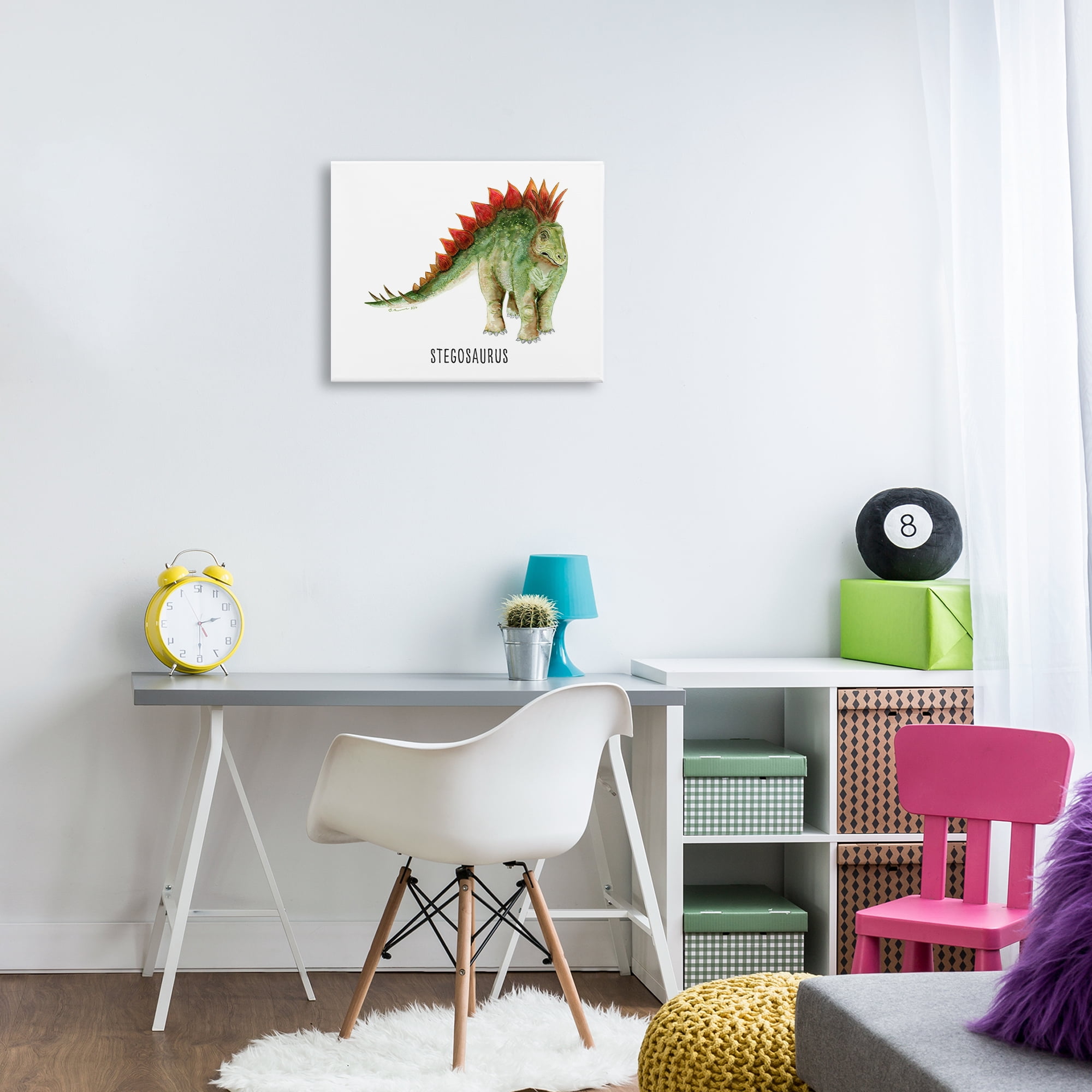 Stupell Industries Stegosaurus Dinosaur Learning Animals Painting Wrapped Canvas Art Print Wall Art, 20 x 16