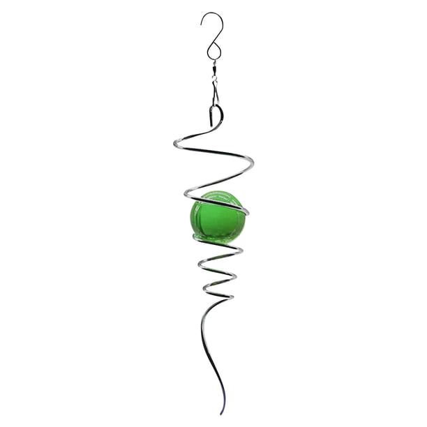 Wind Spinner Sala de estar Bola de cristal Espiral Carillón de viento Dormitorio Decoración colgante de acero inoxidable, Verde Inevent HA004052-03B