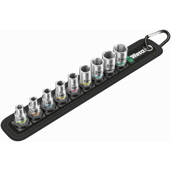 Wera 05003883001 0.25 in. 9 Piece Metric Sockets on Storage Belt