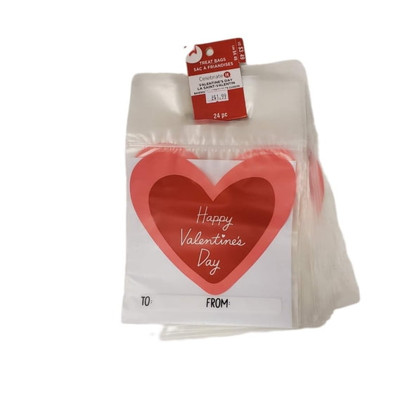 Valentine's Day Resealable Treat Bags - 24 Pack