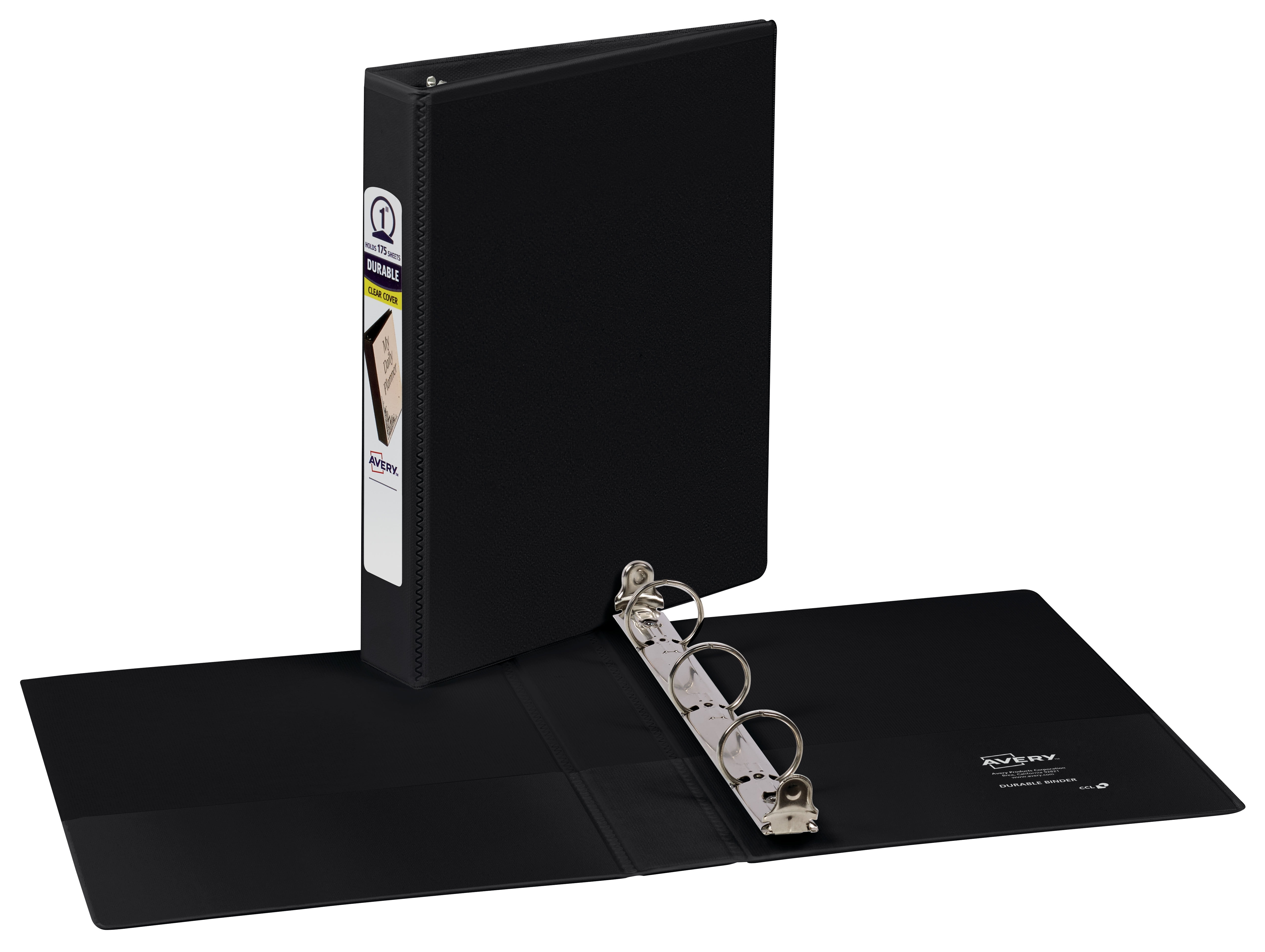 Avery Mini Durable View Binder, 1' Round Rings, 175-Sheet Capacity, 5-1/2' x 8-1/2', DuraHinge, Black (17167)